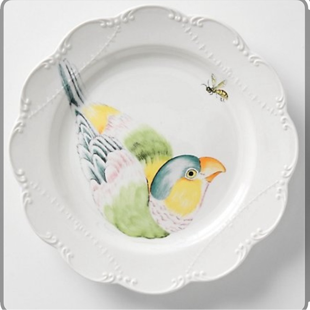 Anthropologie Nathalie Lete Marais Scalloped Birds Dinner Plate 10.5”